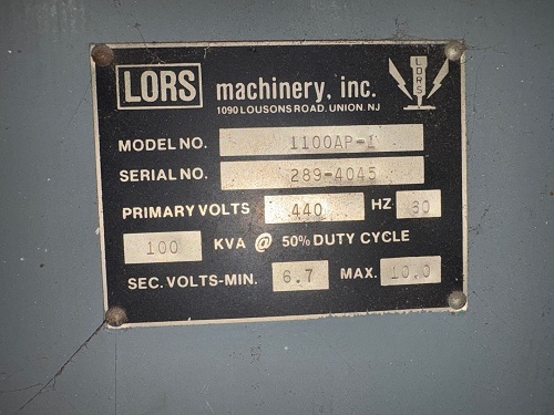 100 KVA LORS PRESS TYPE SPOTWELDER