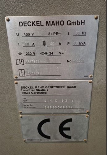 DECKEL MAHO DMC 63V CNC MILLING MACHINE