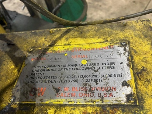 BLIS/MACK-HEMP #916, 6-ROLL ROTARY TUBE STRAIGHTENER