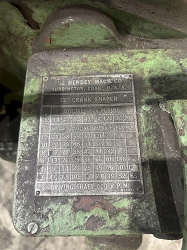 12 HENDEY HORIZONTAL CRANK SHAPER