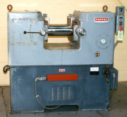 MIXING MILL #6FF350, 2-1/2 Lbs Batch, (2) 6 x 13 Cored Rolls, 7-1/2 HP