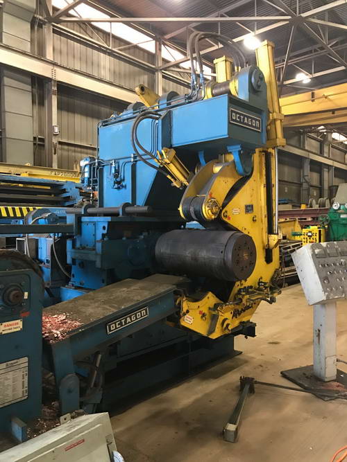 10,000 Lb OCTAGON Recoiler, 54 OD, 16 ID, 27 Width, 8 W Belt Wrapper, 20 HP