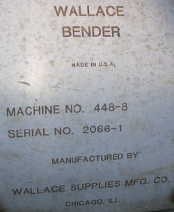 10 WALLACE Bender, 5-1/2 Rd Bars, 3 x OD Min Pipe Radius, 20 HP