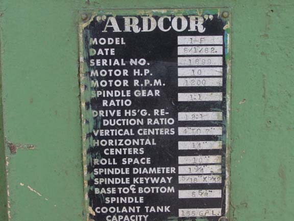 7-Stand ARDCOR Roll Former, 1-3/4 Spdl, 10 RS, 14 Horiz, 4 - 7 Vert, 10 HP