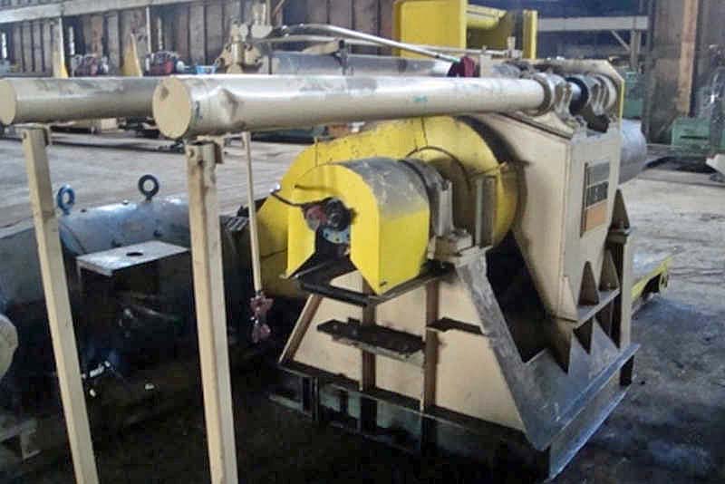 10,000 Lb HERR Recoiler, 20 Dia x 60 Face Drum, Hyd Drum & Push-Off, 100 HP