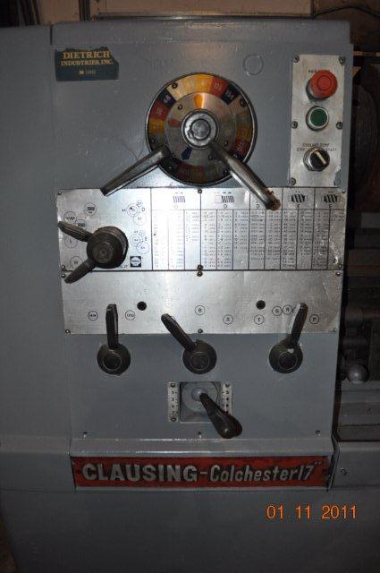 17 x 120 cc CLAUSING Engine Lathe, 3 Spdl Hole, Inch/Metric, 3 & 4-Jaw Chuck