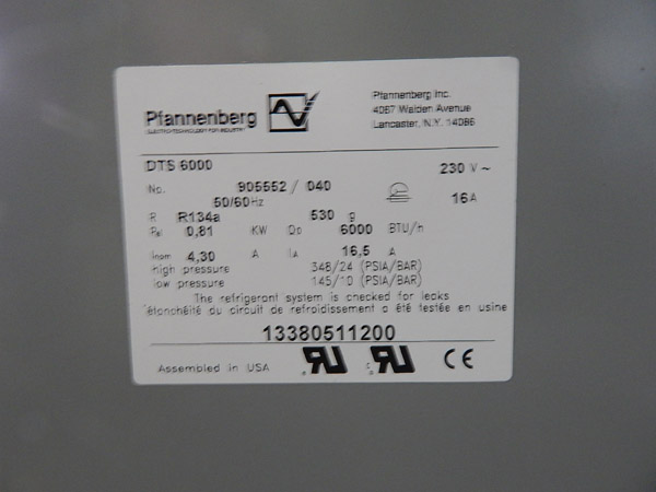 PFANNENBERG DTS6000 Enclosure Air Conditioner / Cooler, 2000