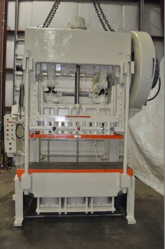100 Ton BLISS Double Crank Gap Press, 6 Str, 17 SH, 76 x 27 Bed, 40 SPM