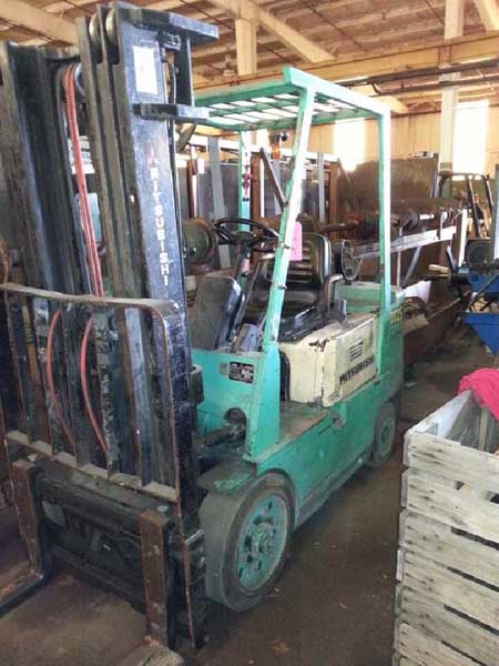 5,000 Lb MITSUBISHI Forklift, LP Gas, 189 Lift, Tilt, Side Shift, Triple Mast