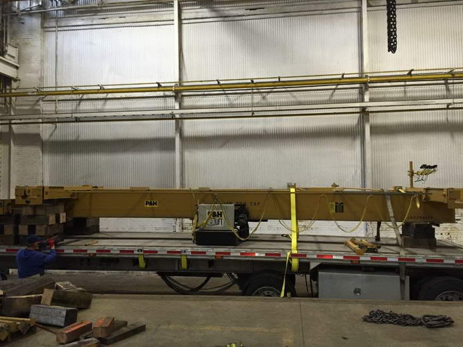 10 Ton P & H Under Running Bridge Crane, 26'5-1/2 Span, 30' Lift, Pendant