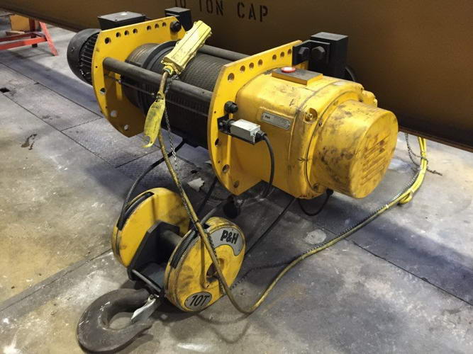 10 Ton P & H Under Running Bridge Crane, 26'5-1/2 Span, 30' Lift, Pendant