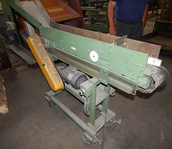 5 W x 4' L Conveyor, On Wheels, Steel Slats