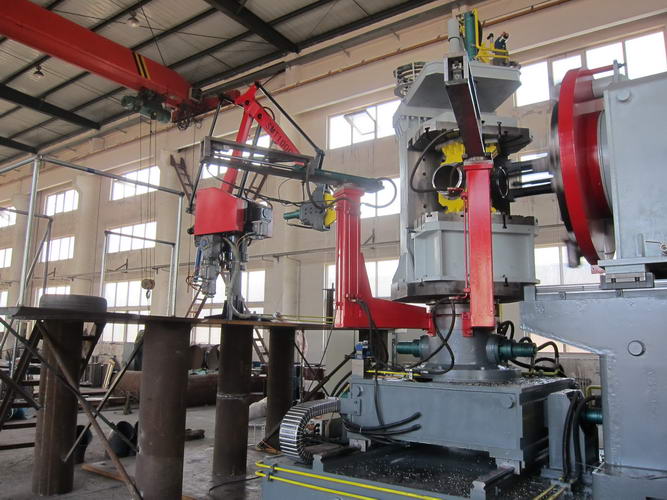 Pipe Finishing and/or Threading of Large Dia 90 Degree Pipe Connections