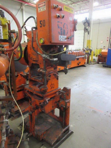 12 Ton TISHKEN Tilt Straight Side Press, 2 Str, 7 SH, 2 Adj, 12 x 11 Bed