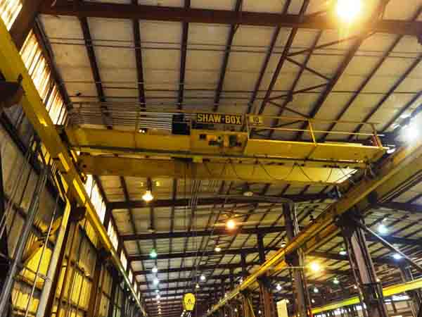 10 Ton SHAW BOX Overhead Bridge Crane, 35'9 Span, 35' Lift