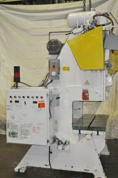 60 Ton JOHNSON Double Crank OBI Press, 4 Str, 15 SH, 56 x 22 Bed, 100 SPM