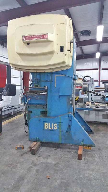 75 Ton BLISS OBI Press, 4 Str, 15 SH, 3.5 Adj, 36 x 24 Bed, 110 SPM