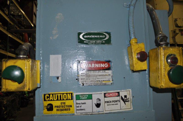 12 Ton GREENERD Hydraulic Press, 10 Stroke, 16 Daylight, 20 x 14 Bed, 5 HP