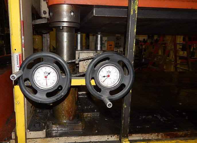 80 Ton BRADBURY 4-Post Press, 1 Str, 28.5 SH, 5 Adj, 100 x 52 Die, 20 HP