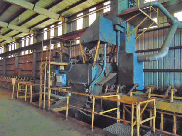 Pass Thru, PANGBORN Pipe & Structural Blast Cleaning Line, 2 Direct Drive Wheels