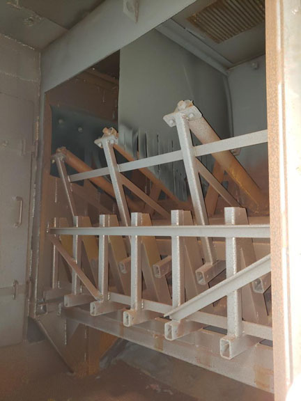 Pass Thru, PANGBORN Pipe & Structural Blast Cleaning Line, 2 Direct Drive Wheels