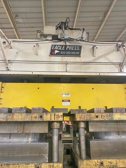 200 Ton EAGLE Hydraulic Press, 12 Str, 36 Dylt, 140 x 80 Bed, 65 HP