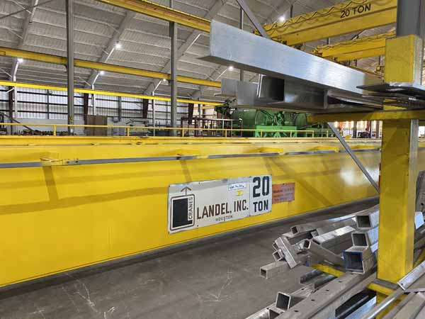 20 Ton LANDEL Overhead Bridge Crane, 68' Span, 80' Lift, Pendant Control
