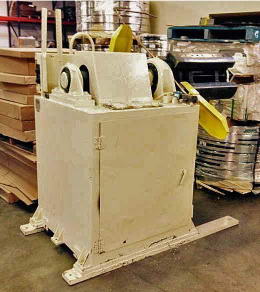 7,500 Lb ROWE Motorized Uncoiler, 17 to 20 ID, 27.5 Width, Loop Control Arm