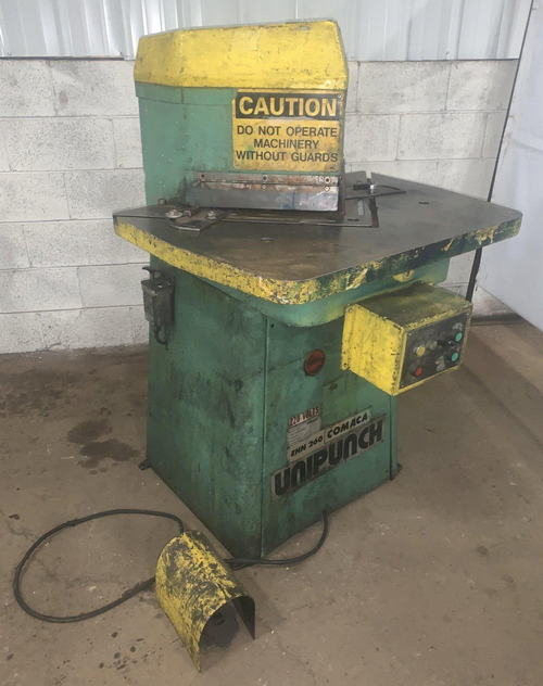 1/8 x 10 x 10 COMACA Notcher, 15 Ton, 33 x 27-1/2 Table, 45 SPM, 4 HP