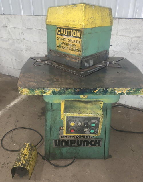 1/8 x 10 x 10 COMACA Notcher, 15 Ton, 33 x 27-1/2 Table, 45 SPM, 4 HP