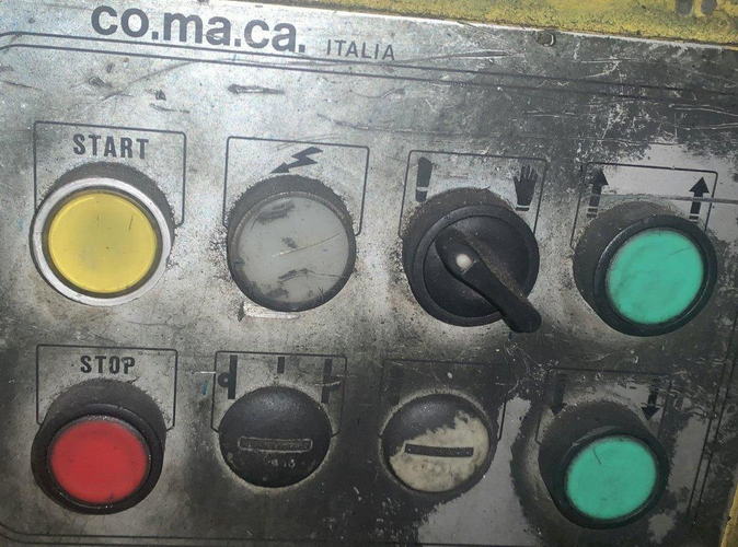 1/8 x 10 x 10 COMACA Notcher, 15 Ton, 33 x 27-1/2 Table, 45 SPM, 4 HP