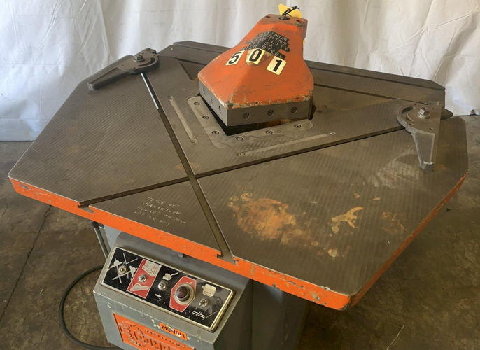 3/16 x 9 x 9 COMACA Punch & Corner Notcher, 2 Miter Gauges