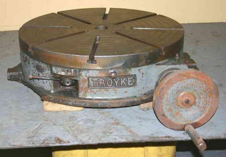 25 TROYKE Rotary Table, 1,500 Capacity, 2 Ctr Hole, (8) T Slots, 1 Deg Indexes