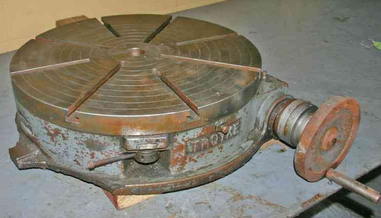 25 TROYKE Rotary Table, 1,500 Capacity, 2 Ctr Hole, (8) T Slots, 1 Deg Indexes