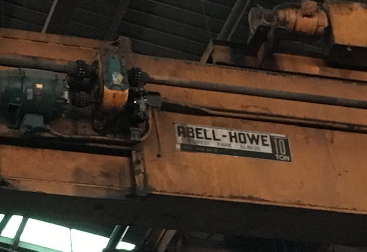 10 Ton ABELL HOWE Bridge Crane, 65'2-1/2 Span, 28'2 Lift, Pendant Control