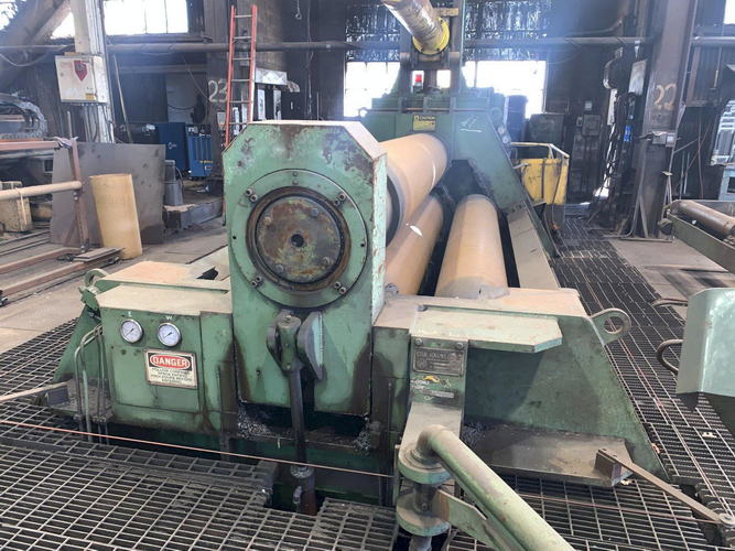 12' x 1-1/2 HAUSLER Plate Bending Roll, 4-Roll, Air Drop End, 150 HP