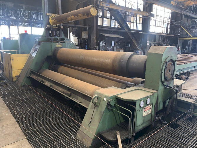 12' x 1-1/2 HAUSLER Plate Bending Roll, 4-Roll, Air Drop End, 150 HP