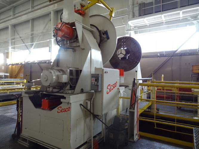 80,000 Lb SESCO Dbl Expanding Mandrel Uncoiler, 20 to 24 ID, 72 OD, 78 Width