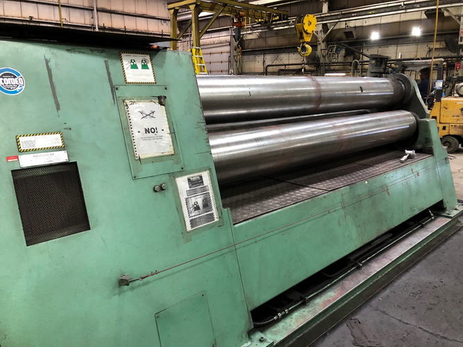 10' x 1 ROUNDO Dbl Pinch Hyd Plate Bending Roll, Hyd Drop End, 36 HP