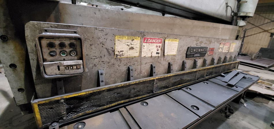 5/8 x 12' CINCINNATI Hyd Power Squaring Shear, FOPBG, Squaring Arm, 40 HP