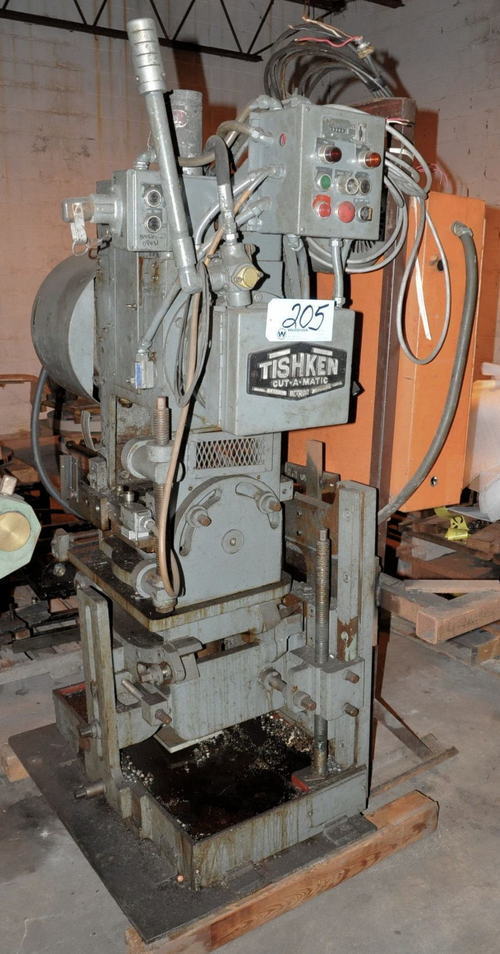 18 Ton TISHKEN Tilt-Type Cut-Off, 4 Width, 2 Stroke, 5-Axis Base, 5 HP