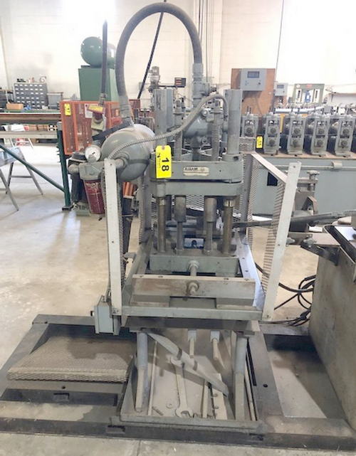 10 Ton AIR RAM 4-Post Cut-Off Press, 3 Str, 14.6 Open Ht, 15 x 10 Bet Posts