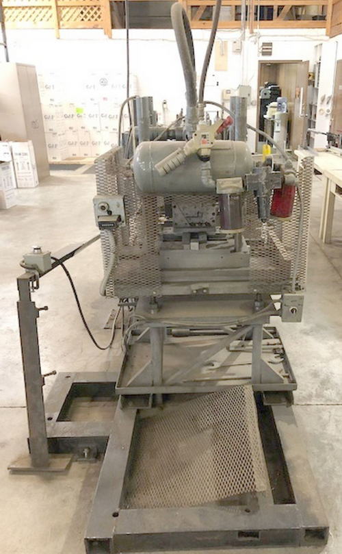 10 Ton AIR RAM 4-Post Cut-Off Press, 3 Str, 14.6 Open Ht, 15 x 10 Bet Posts