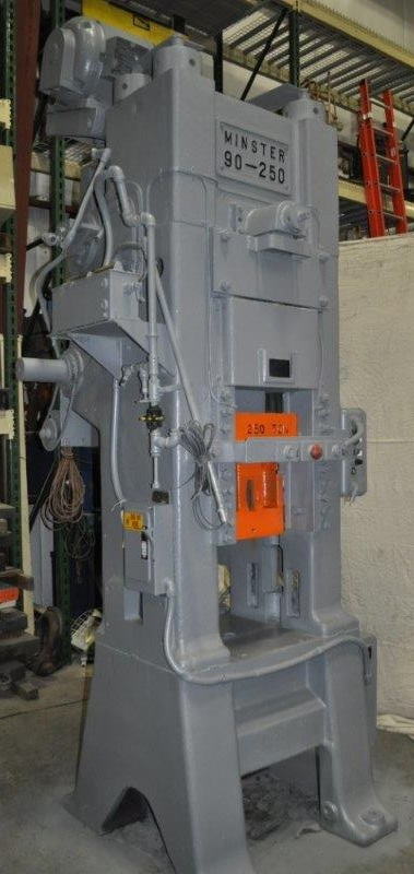 250 Ton MINSTER Knuckle Joint Press, 3 Str, 16.5 SH, 18 x 24 Bed, 15 HP