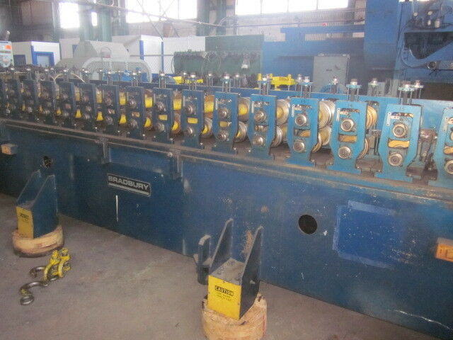 16-Stand BRADBURY Rafted Roll Form Line, 1.5 Spdl, 18 RS, 4 to 5.5 Vert