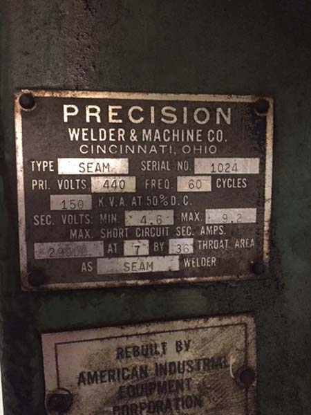 150 KVA PRECISION Seam Welder