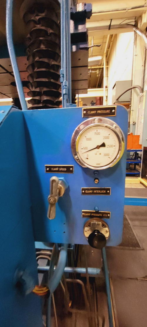 100 Ton CUSTOM Die Spotting Press, 3000 PSI, 34 x 50 Platens, 42-1/2 Dylt