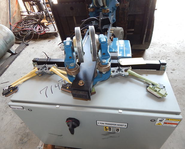 (2) 2 Ton DEMAG Transfer/Captive Chain Hoist System, 2-Step Vari, Remote, 2016