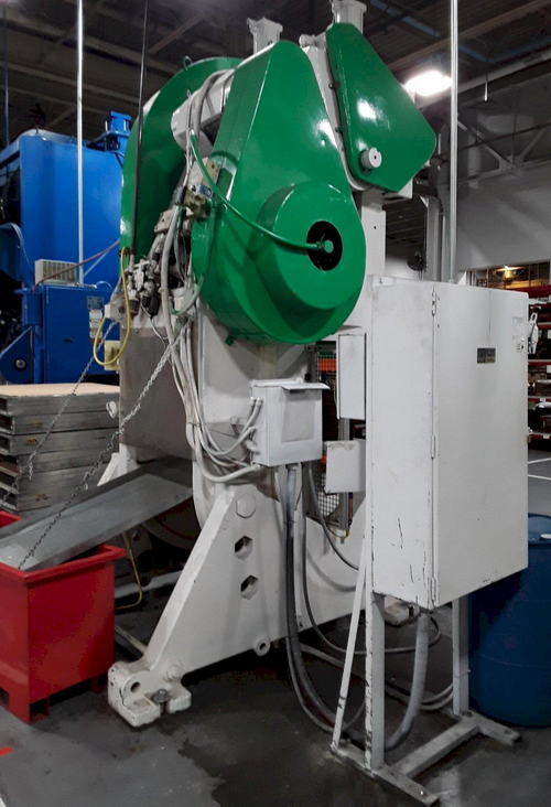 150 Ton JOHNSON OBI Press, 6 Str, 22 SH, 50 x 30 Bed, 30 to 60 SPM, Cushion