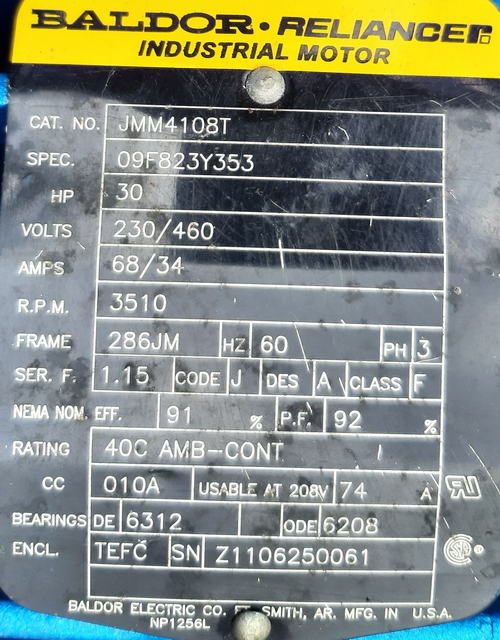 30 HP GOULDS/XYLEM Water Pump, 4 Suction, 3 Discharge, 6-5/8 Imp, (2) Avail